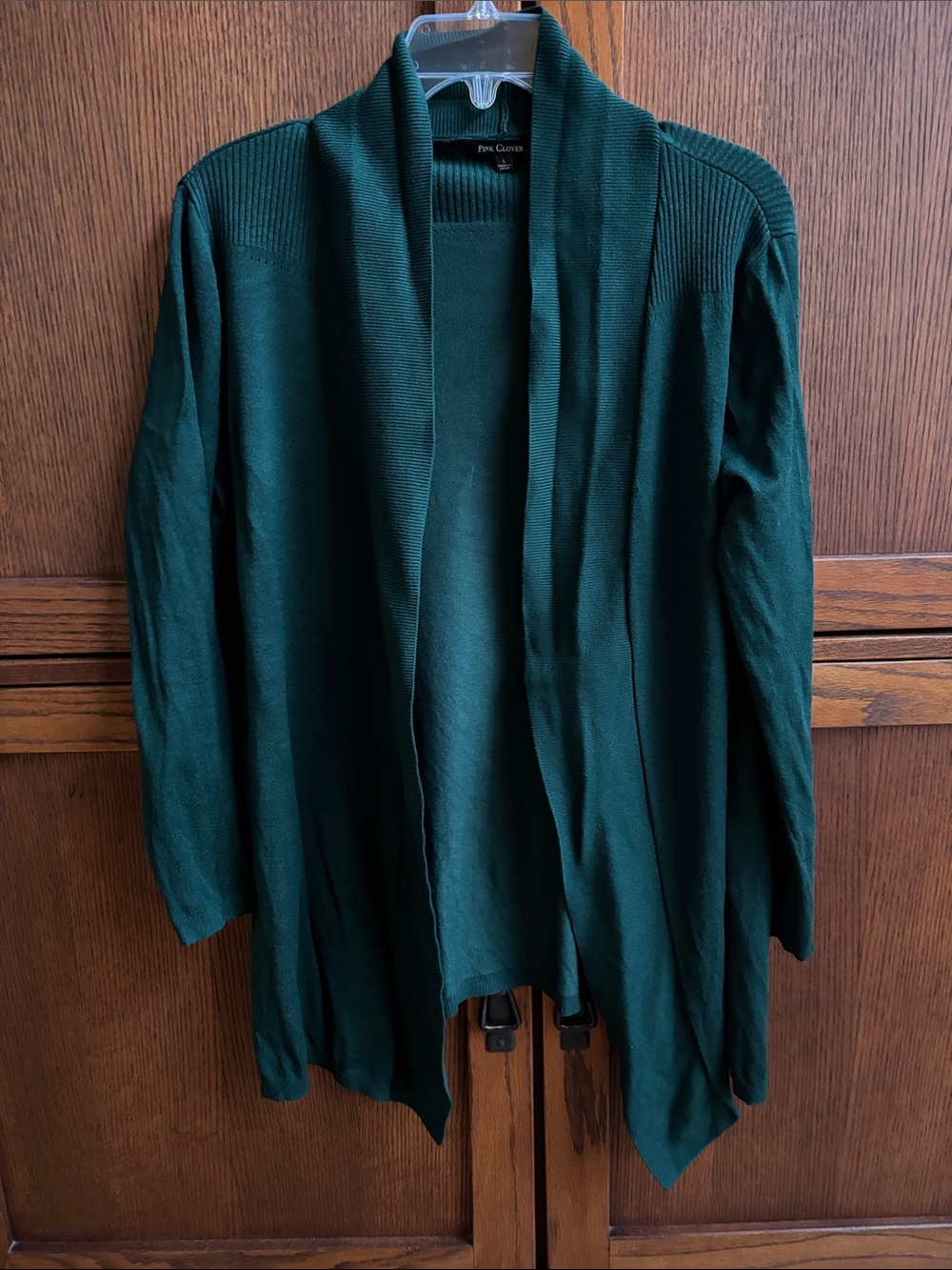 Pink Clover Forest Green Open-Front Women's Cardigan